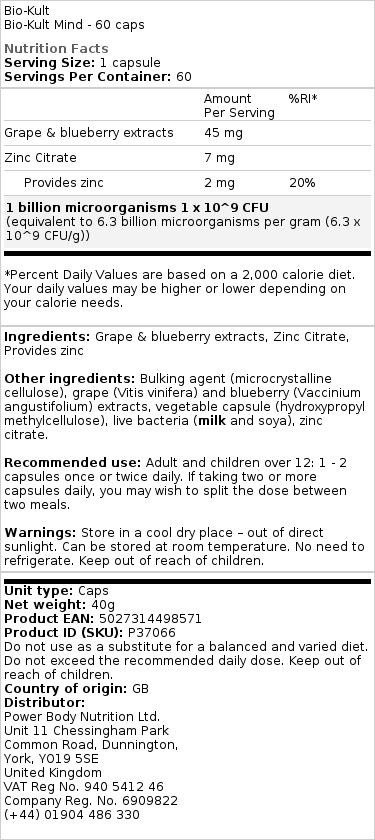 Bio-Kult Mind - 60 kapsúl – Obrázok 2