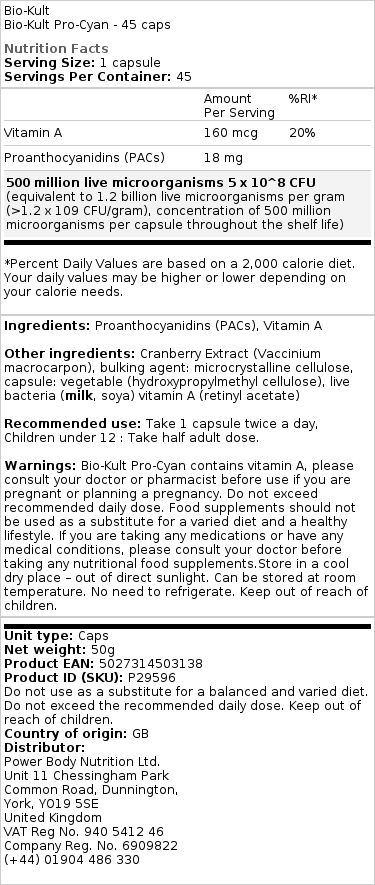 Bio-Kult Pro-Cyan - 45 kapsúl – Obrázok 2