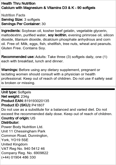 Vápenatý doplnok s magnéziom a vitamínmi D3 a K - 360 mäkkých kapsúl – Obrázok 2