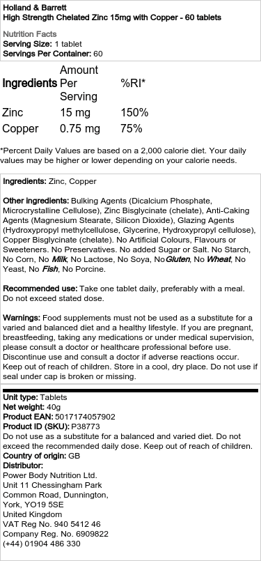 Chelátovaný zinok a meď, 15 mg - 60 tabliet – Obrázok 2