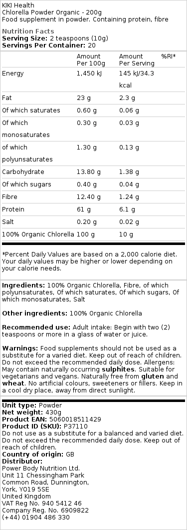 Chlorella prášok ekologický - 200g – Obrázok 2