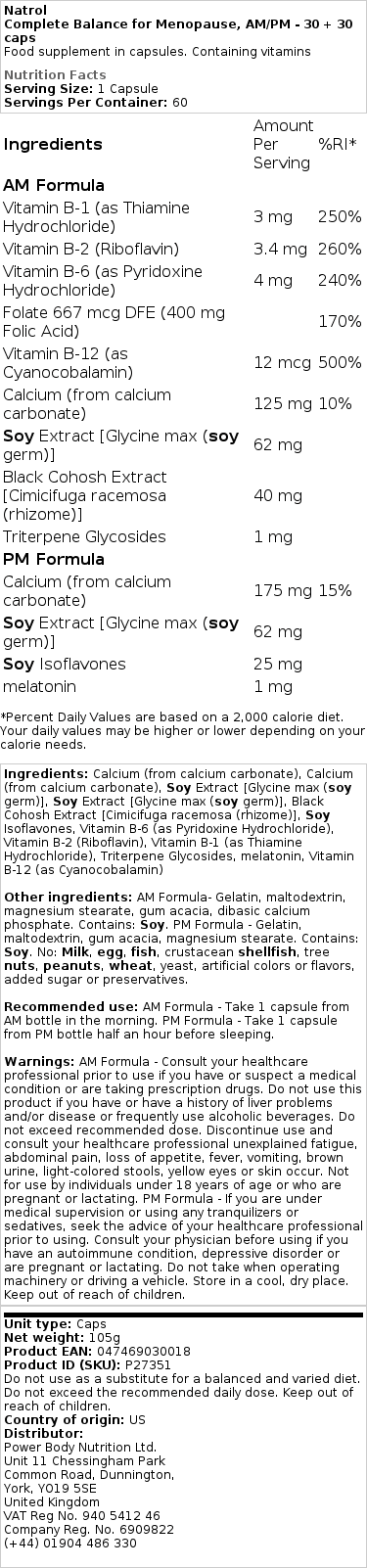 Kompletná rovnováha pre menopauzu, AM/PM - 30 + 30 kapsúl – Obrázok 2