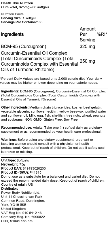 Curcu-Gel, 325 mg - 60 mäkkých kapsúl – Obrázok 2