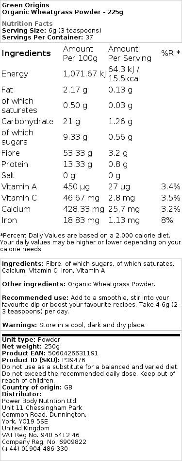 Ekologický pšeničný trávový prášok - 225g – Obrázok 2