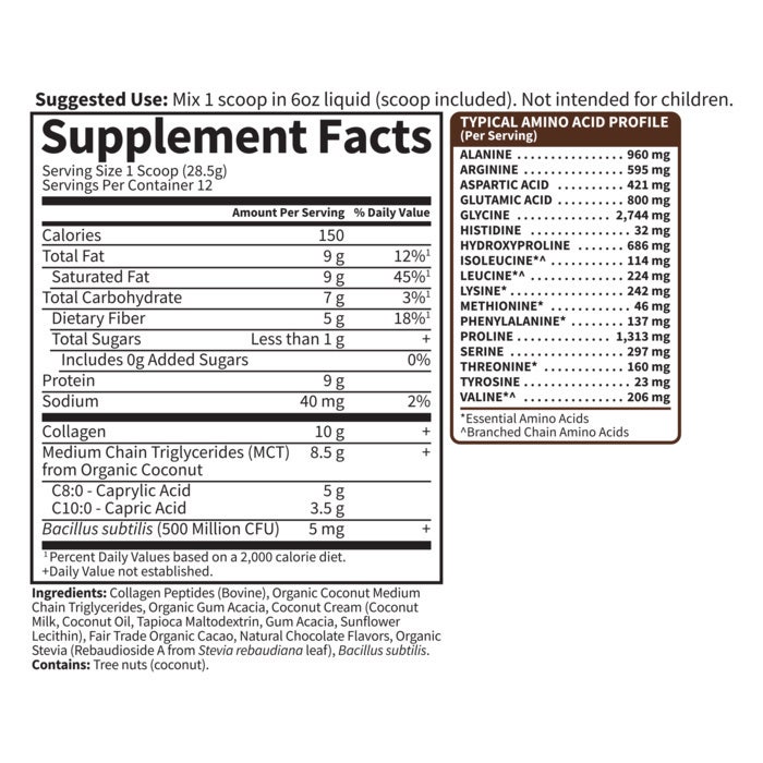 Trávou kŕmený kolagénový krém, čokoláda - 342g – Obrázok 2