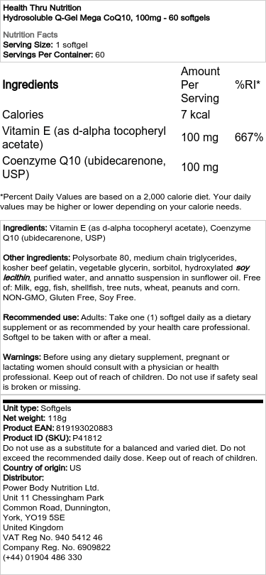 Hydrosolubilný Q-Gel Mega CoQ10, 100 mg - 60 mäkkých kapsúl – Obrázok 2