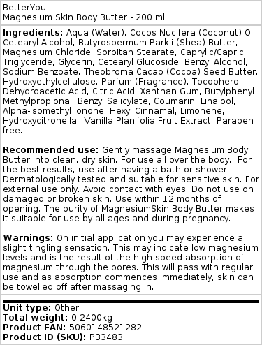 Magnéziové telové maslo pre pokožku - 200 ml – Obrázok 2