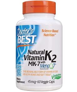 Prírodné vitamín K2 MK7 s MenaQ7, 45 mcg - 60 kapsúl