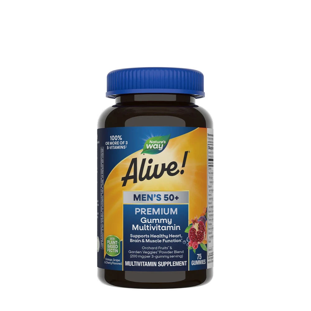 Nature's Way - Alive!® Premium multivitamín pre mužov nad 50 rokov vo forme želé cukríkov (75 želé cukríkov, višňa, pomaranč & hrozno)