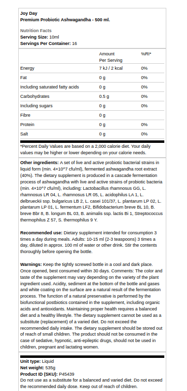 Prémiový probiotický Ashwagandha - 500 ml – Obrázok 2