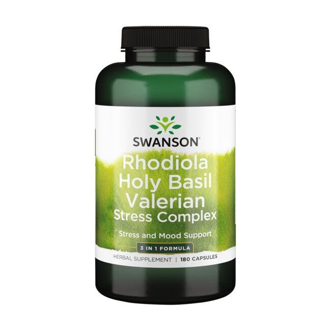 Rhodiola, Svätá bazalka, Valeriána - komplex proti stresu, 180 kapsúl