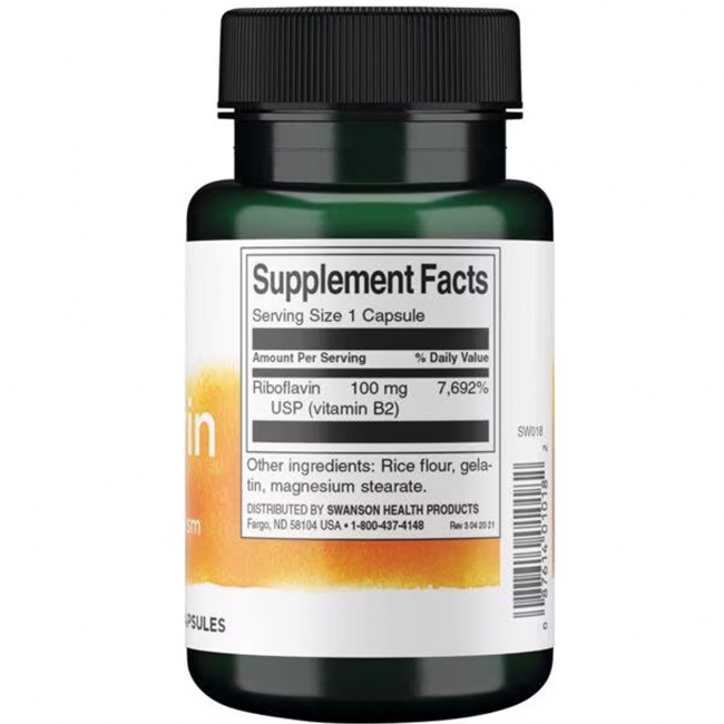 Riboflavín Vitamín B2, 100 mg - 100 kapsúl – Obrázok 3