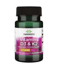 Swanson - Vitamíny D3 & K2 (60 kapsúl)