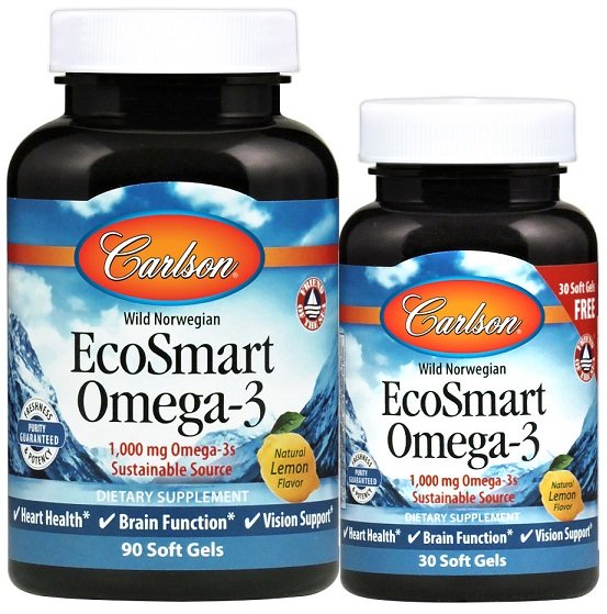 EcoSmart Omega-3, 1000 mg s príchuťou prírodného citróna - 90 + 30 mäkkých kapsúl