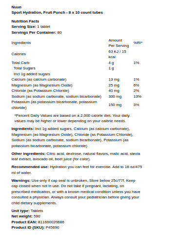 Športová hydratácia, ovocný punch - 8 x 10 počítacích tyčiniek – Obrázok 2