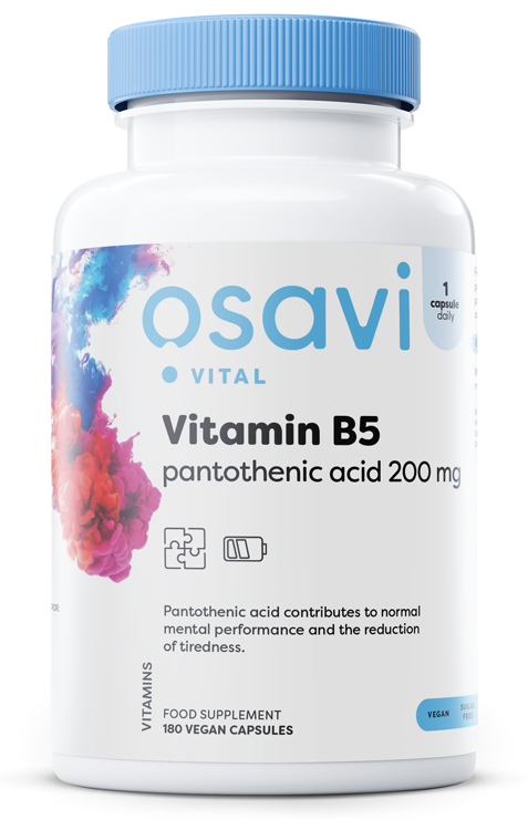 Vitamín B5 Pantoténová kyselina, 200 mg - 180 vegánskych kapsúl