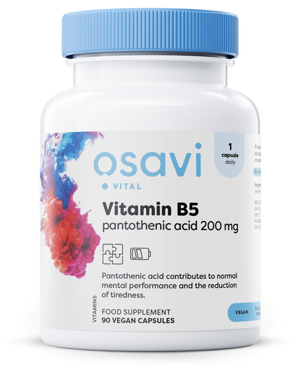 Vitamín B5 Pantoténová kyselina, 200 mg - 90 vegánskych kapsúl