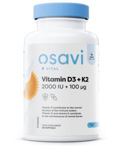 Vitamín D3 + K2, 2000 IU - 120 mäkkých kapsúl