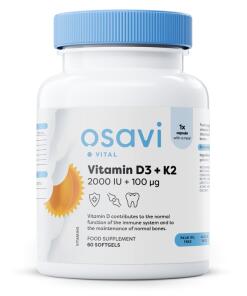 Vitamín D3 + K2, 2000 IU - 60 mäkkých kapsúl