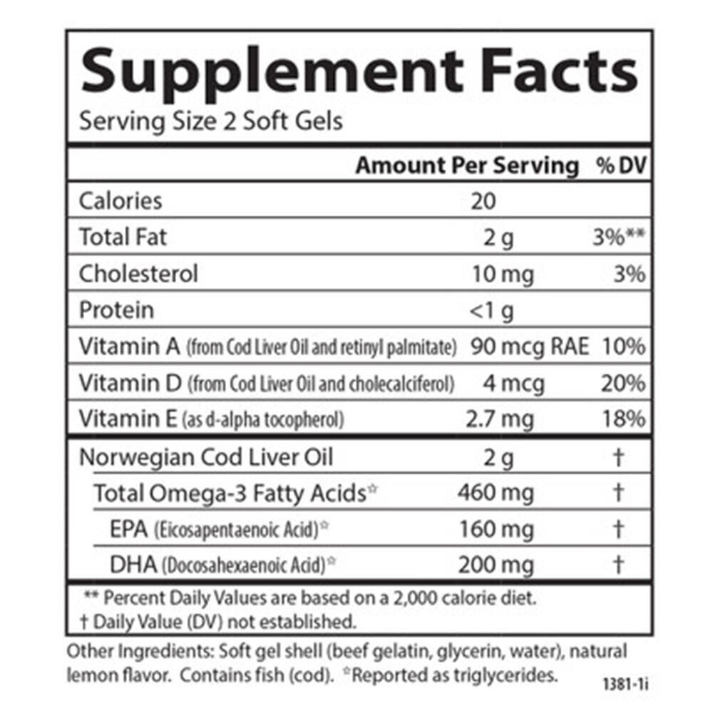 Divoký nórsky tresčí pečeňový olej Gems, 460 mg - 150 + 30 mäkkých kapsúl – Obrázok 3