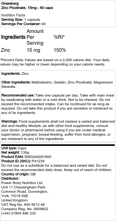 Zink pikolinát, 15 mg - 60 kapsúl – Obrázok 2