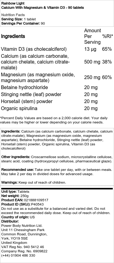 Vápenaté tablety s magnéziom a vitamínom D3 - 90 tabliet – Obrázok 2