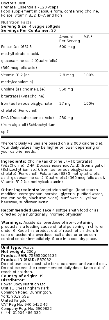 Prenatálne esenciály - 120 kapsúl – Obrázok 2