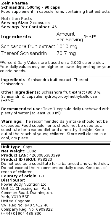 Schisandra, 500 mg - 90 kapsúl – Obrázok 2