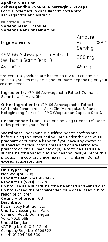 Ashwagandha KSM-66 - 60 kapsúl – Obrázok 2
