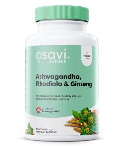 Ashwagandha + Rhodiola a Ginseng - 120 vegánskych kapsúl