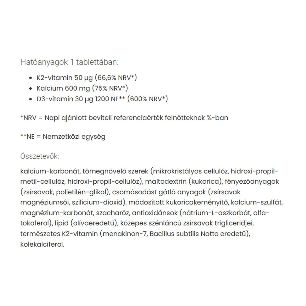 JutaVit - JutaVit Vápnik Forte + Ca/K2/D3 (30 tabliet) – Obrázok 2