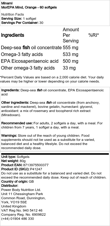 MorEPA Mind, Pomaranč - 60 mäkkých kapsúl – Obrázok 2