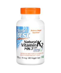 Prírodné vitamín K2 MK7 s MenaQ7, 45 mcg - 180 kapsúl