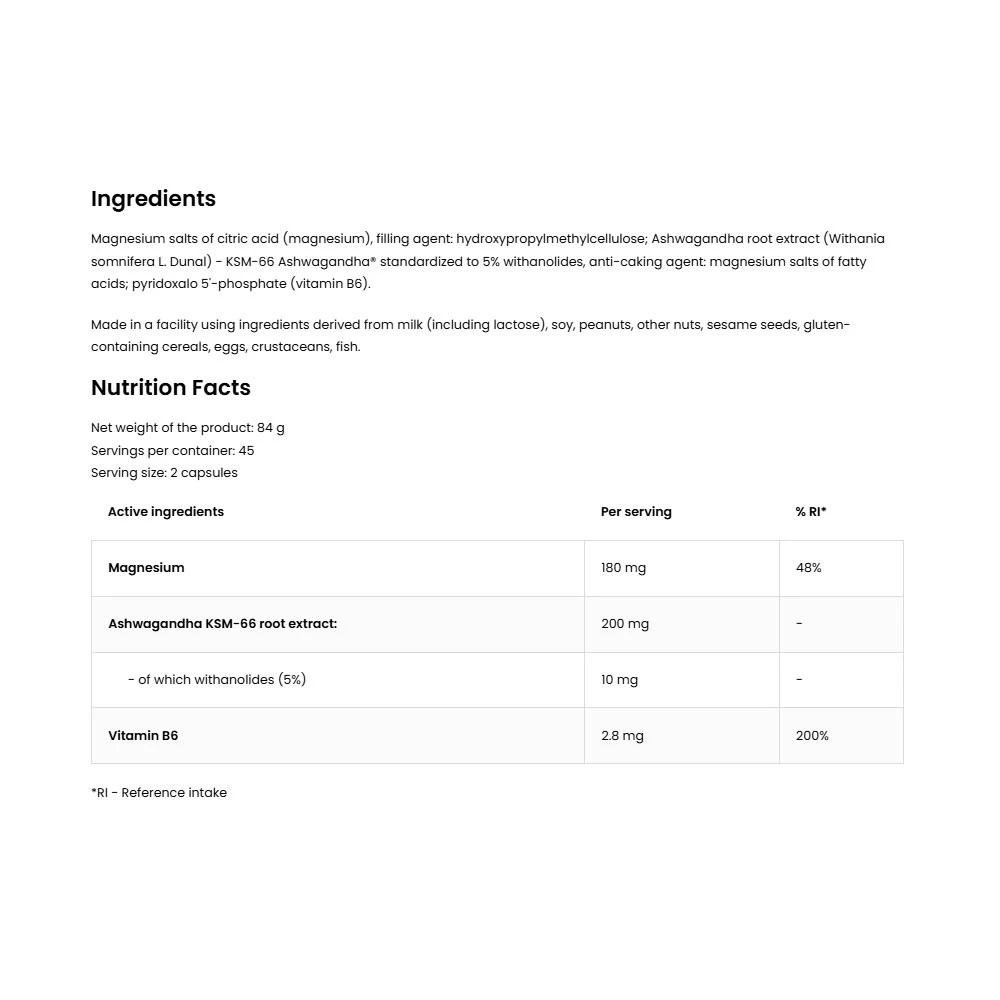 OstroVit - OstroVit KSM-66 Ashwagandha® + Horčík + B6 P-5-P (90 rastlinných kapsúl) – Obrázok 5