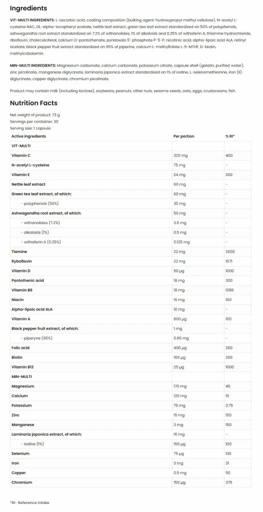 OstroVit - VITA&MINERÁLY Sport - 60 kapsúl – Obrázok 4