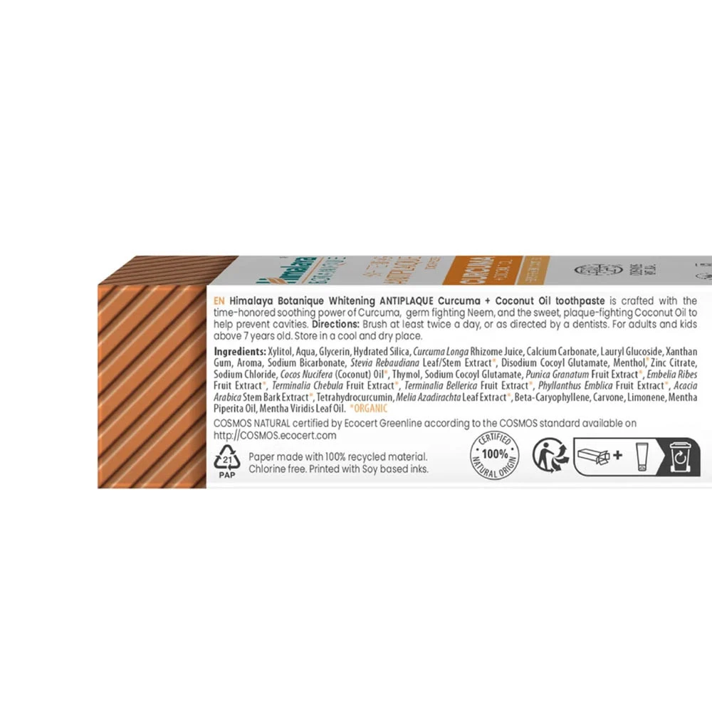 Himalaya - Bieliaca zubná pasta proti zubnému povlaku s kurkumou a kokosovým olejom, mäta - 75 ml – Obrázok 2