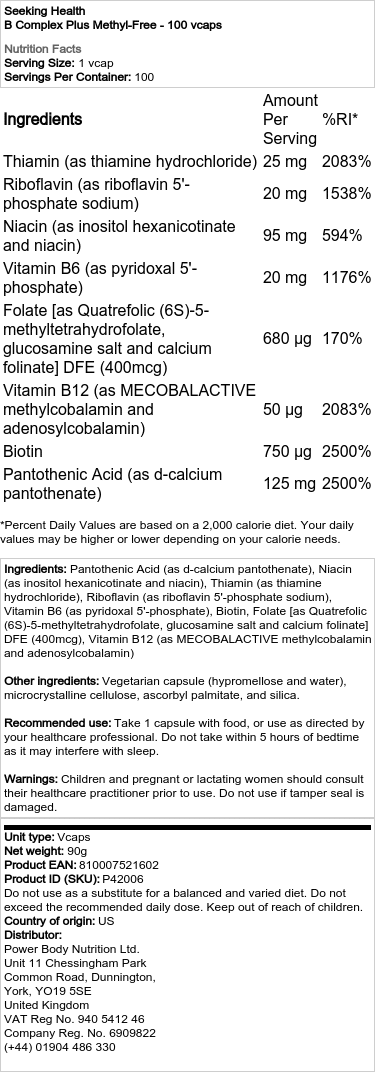 B-komplex Plus Bez Metylu - 100 kapsúl – Obrázok 2