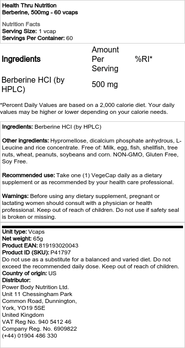 Berberín, 500 mg - 60 kapsúl – Obrázok 2