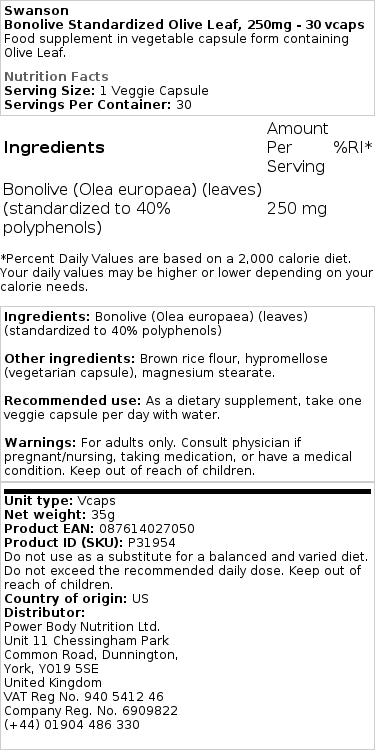 Bonolive štandardizovaný extrakt z olivových listov, 250 mg - 30 rastlinných kapsúl – Obrázok 2