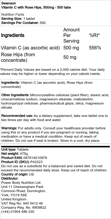 Vitamín C s šípkami, 500 mg - 500 tabliet – Obrázok 2