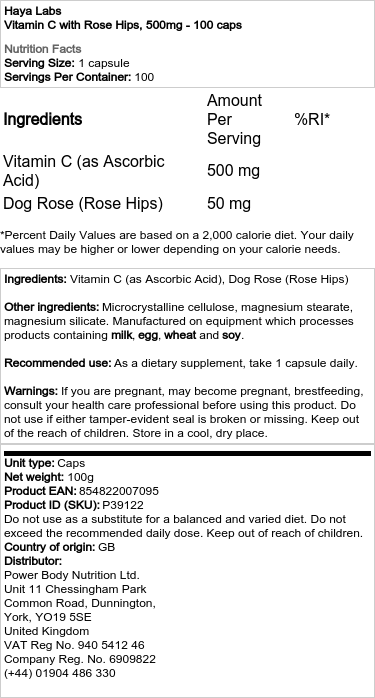 Vitamín C s šípkami, 500 mg - 100 kapsúl – Obrázok 2