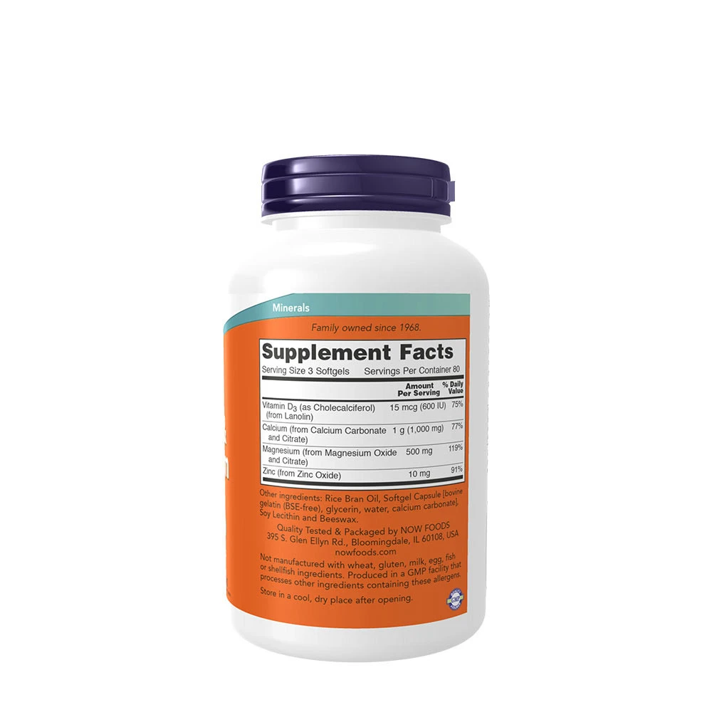 Vápnik a horčík s vitamínom D a zinkom - 240 mäkkých kapsúl – Obrázok 2