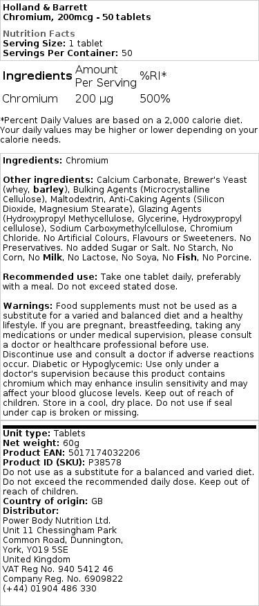 Chróm, 200 mcg - 50 tabliet – Obrázok 2