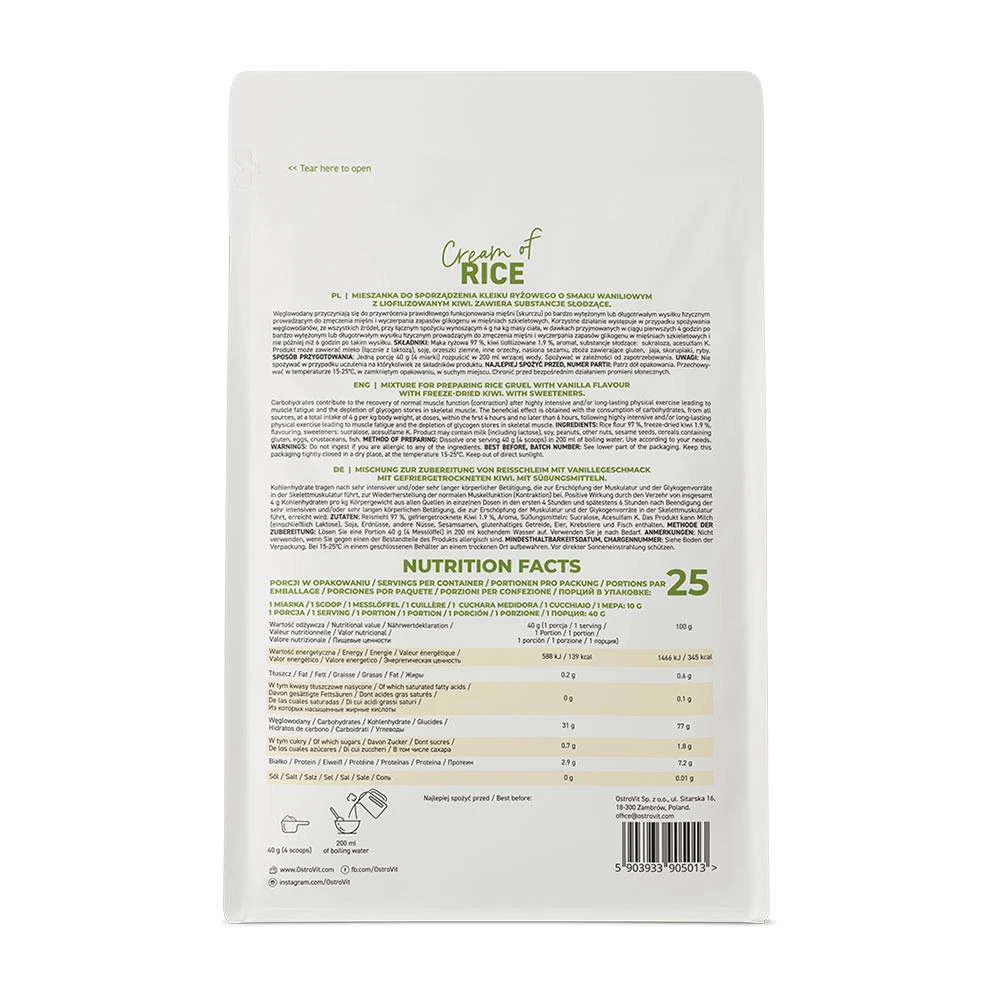OstroVit - Krém z ryže, krémová vanilka s kiwi - 1000g – Obrázok 3