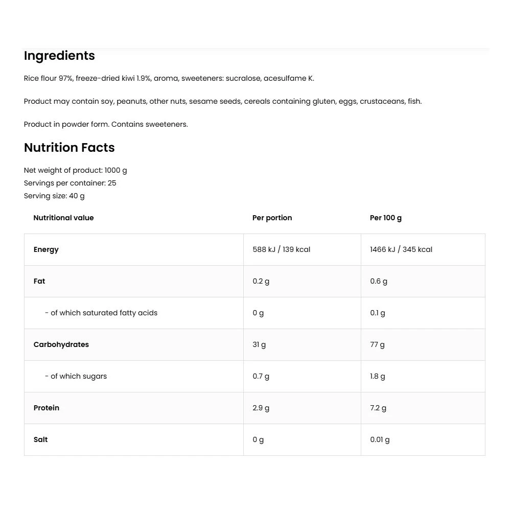 OstroVit - Krém z ryže, krémová vanilka s kiwi - 1000g – Obrázok 7