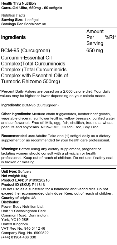 Curcu-Gel Ultra, 650 mg - 60 mäkkých kapsúl – Obrázok 2