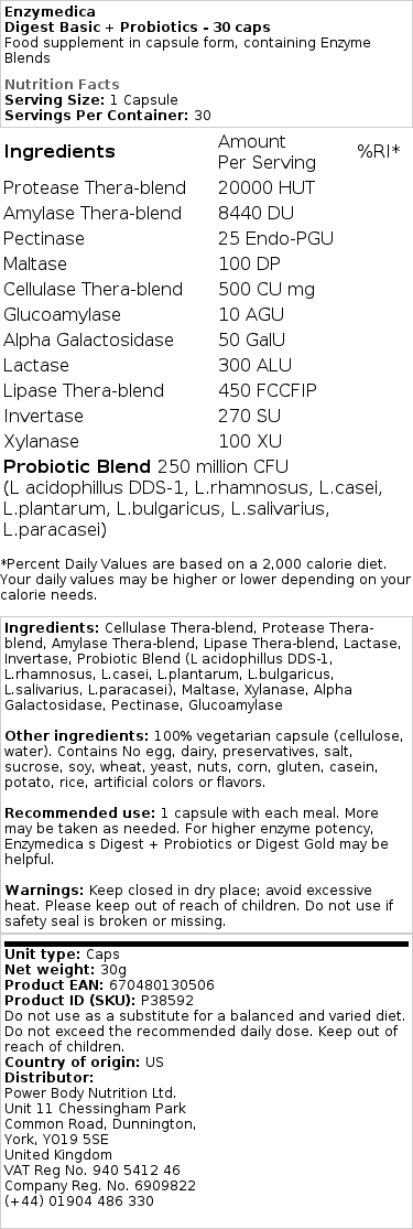 Digest Basic + Probiotiká - 30 kapsúl – Obrázok 2