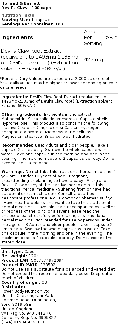 Ďavolí pazúr - 100 kapsúl – Obrázok 2