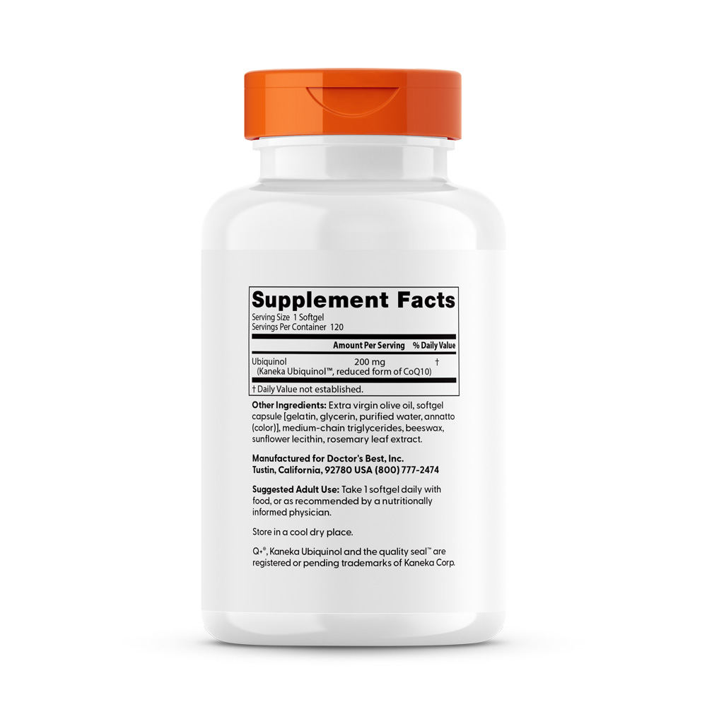 Doctor's Best Ubikinol s Kaneka 200 mg, 120 mäkkých kapsúl – Obrázok 4