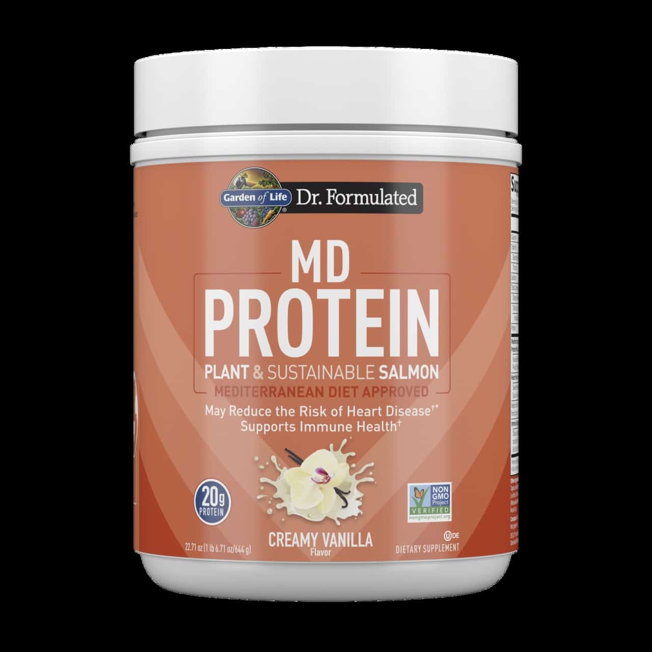 Dr. Formulated MD Proteínový prášok z rastlín a udržateľného lososa, krémová vanilka - 644g